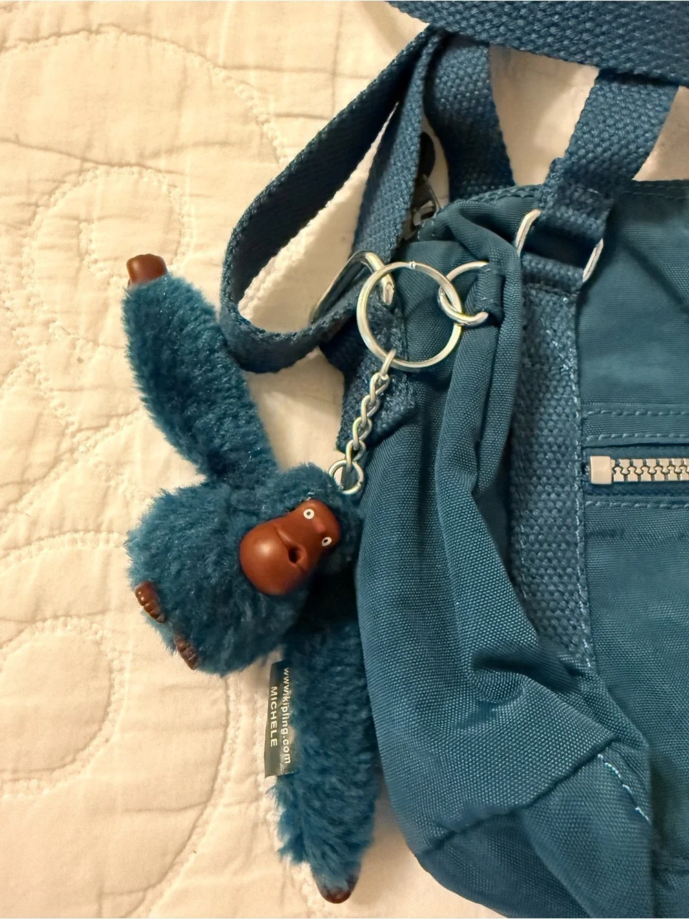 Kipling Deep Teal Crossbody with Monkey Charm